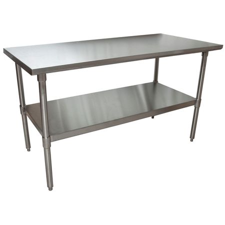 BK RESOURCES Flat Top Work Table Stainless Steel w/Galvanized Undershelf 60"Wx24"D VTT-6024